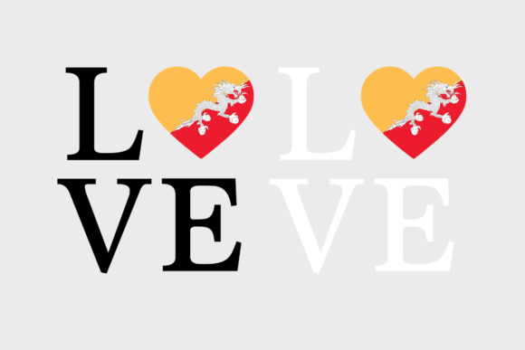Bhutan Flag, Love Bhutan, Graphics for Crafts