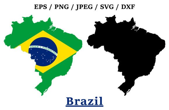 Brazil National Flag Map Design for Crafts and Graphics