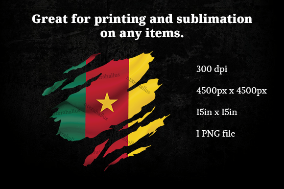 Cameroon Ripped Flag Graphics for Crafts