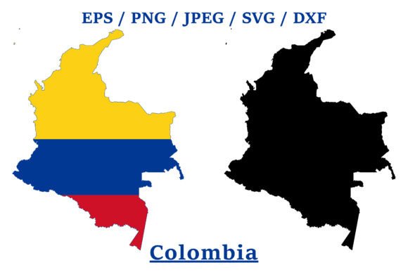 Colombia National Flag Map Design for Graphics and Crafts