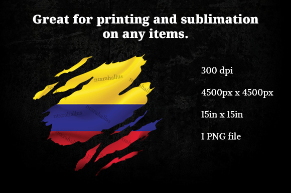 Colombia Ripped Flag Graphics for Local Crafts