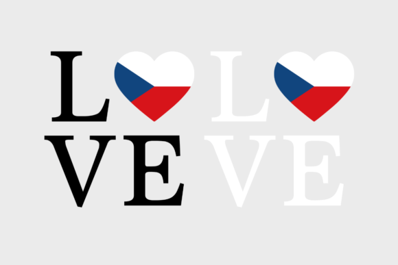Czechia Flag, Love Czechia Graphics for Crafts