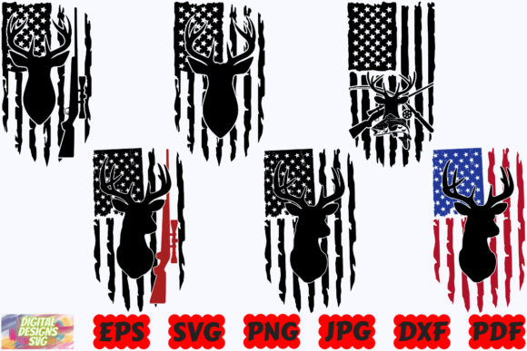 Deer Hunt Flag SVG for Crafts and Graphics