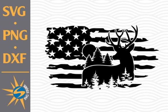 Deer Hunting US Flag Graphics for Crafts