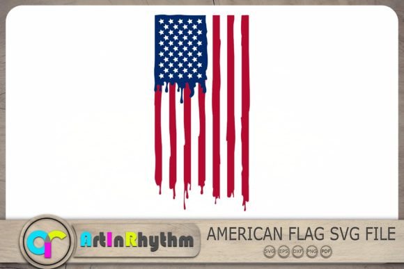 Dripping American Flag Graphics for Crafts