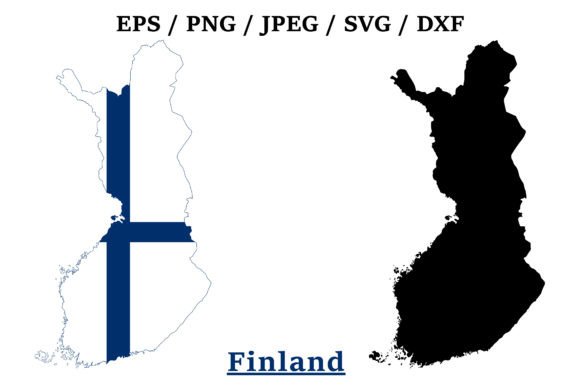 Finland National Flag Map Design for Crafts and Graphics