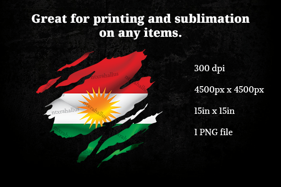 Kurdistan Ripped Flag Graphics for Crafts