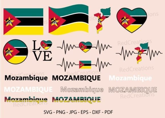 Mozambique Flag Bundle Svg, Waving, Love
