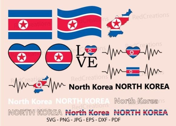 North Korea Flag Bundle Graphics for Creative Publishers