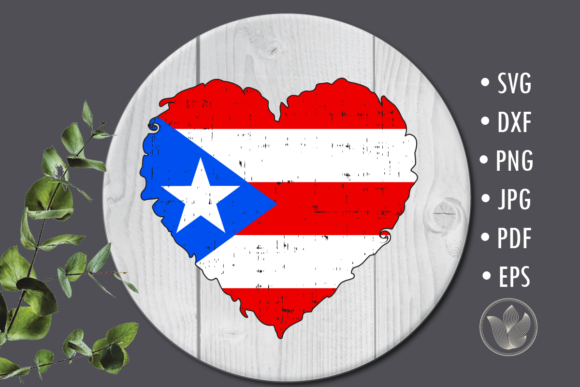 Puerto Rico Flag Heart Sublimation Design for Crafts and Graphics