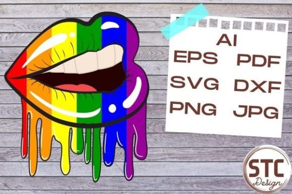 Sexy Lips Dripping LGBTQ Flag Graphics for Crafts