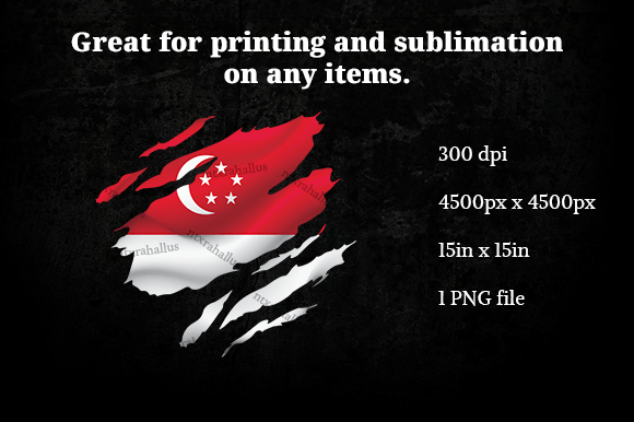 Singapore Ripped Flag Graphics for Crafts