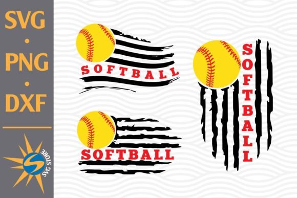 Softball US Flag Graphics for Crafts