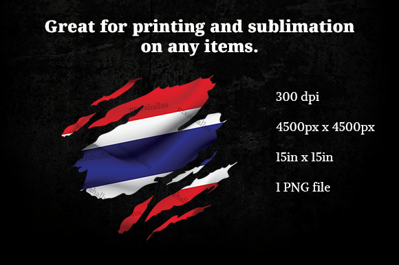 Thailand Ripped Flag Graphics for Crafts