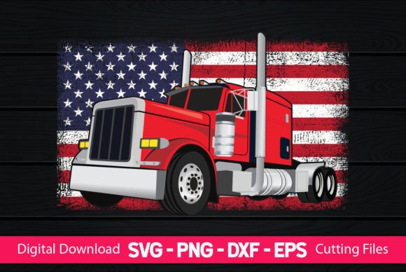 Truck Driver American Flag Trucker Gift Graphics for Crafts
