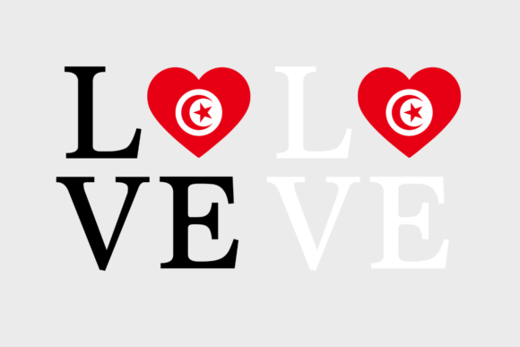 Tunisia Flag, Love Tunisia Graphics for Crafts