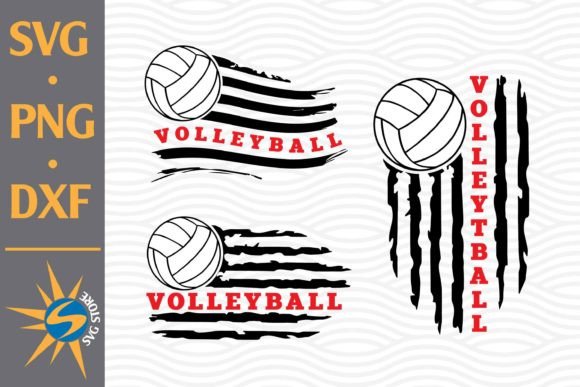 Volleyball US Flag Graphics for Crafts