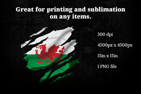 Wales Ripped Flag Graphics for Crafts and Branding